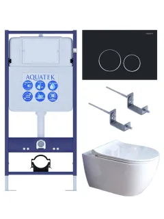 Комплект SET AQUATEK ПОЛАРИС-01-020 4в1 унитаз с инсталляцией кнопкой и сиденьем микролифт