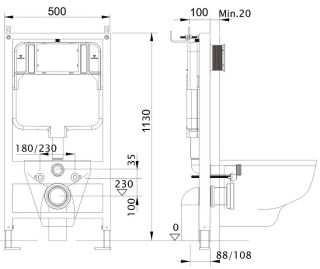 Комплект SET AQUATEK ВЕГА: рама Aquatek Standard INS-0000012 унитаз Вега AQ1905-00 с тонким сиденьем soft-close