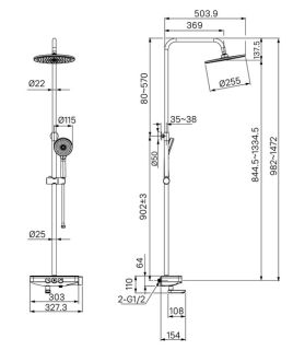 Душевая система с тропическим душем IDDIS Shelfy SHESBBTi06 хром