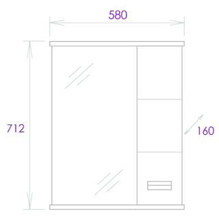 Шкаф-зеркало с подсветкой Onika Балтика Black 205846 правый 58см белый