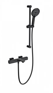 Смеситель для ванны с душем Wonzon & Woghand Solid WW-C2011-A-MB с термостатом чёрный матовый