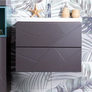 Тумба под раковину Бриклаер Кристалл 4627125414510 60 см ясень анкор темный/графит