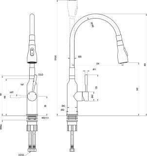 Смеситель для кухни Lemark Expert LM5082S-Green с гибким поворотным изливом хром/зелёный