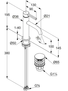 Смеситель для раковины Kludi Nova Fonte Pura 20289N215 сталь оружейная брашированная