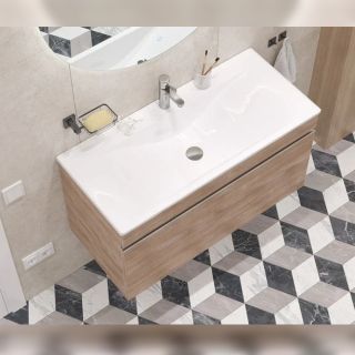 Тумба под раковину подвесная Velvex Pulsus tp.PUL.PUL.100.1Y дуб сонома, 100 см