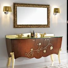 Зеркало Cezares 120x75 Noce/Foglia oro CAVALLI 1200x30x750