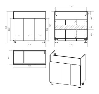 Напольная тумба под раковину Misty Чегет 85см белый