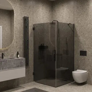 Душевой уголок на петлях by Deonria U-100-99-8-G-B1 100x94см чёрный/графит