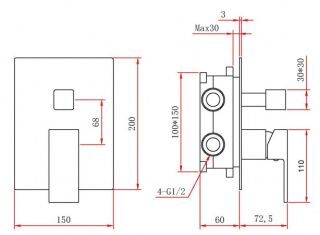Душевой комплект Berges Ventas 2S чёрный матовый 073002