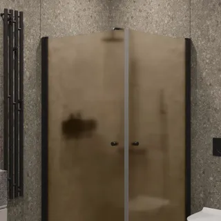 Душевой уголок на монопетле by Deonria U-80-79-6-BR/M-B 80x79см чёрный/бронза матовая
