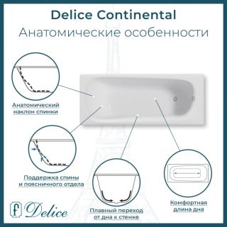 Ванна чугунная Delice Continental DLR230641 130х70 белая