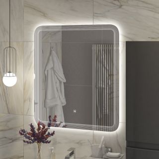 Зеркало Cezares с лазерной гравировкой, контурной подсветкой сенсорным выключателем CEZARES CZR-SPC-DUET-800-800-LED-TCH