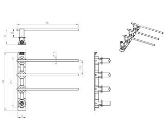 Полотенцесушитель электрический встраиваемый Wonzon & Woghand Dortmund WW-A363-MB 58x55 см с внутренней частью чёрный матовый