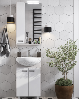 Зеркальный шкаф Акватон Бекка 60см белый/дуб сомерсет 1A214602BAC20