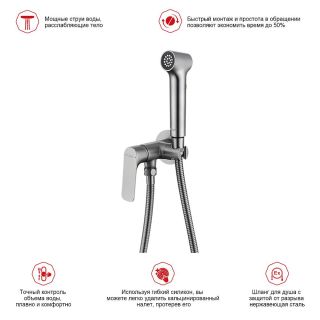 Гигиенический душ со смесителем Raglo R03.52.09 графит