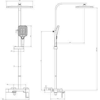 Душевая система DQ Dortmund DA1713705 320x210 мм, со смесителем, черный матовый