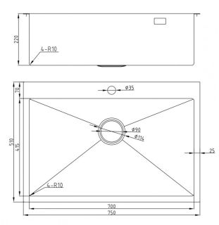 Мойка для кухни Milacio Denia 75 Steel MC.77500 нержавеющая сталь