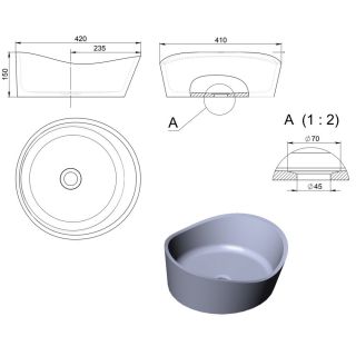 Раковина Holbi Mars 42см бетон 2.02.003.44.4