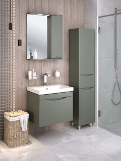 Тумба под раковину Runo подвесная цемент (под умывальник Moduo 60 ) Афина 60 (00-00001205)