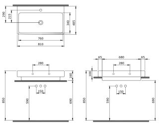 Раковина Berges Strati 182007 81см белый