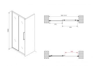 Душевая дверь ABBER Schwarzer Diamant AG30100MH 100см хром стекло матовое