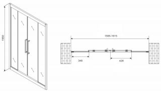 Душевая дверь ABBER Schwarzer Diamant 160см хром AG33160H