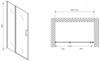 Душевая дверь ABBER Sonnenstrand 100см хром AG04100S