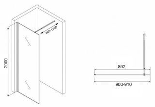 Душевая перегородка ABBER Immer Offen AG61091R8 90см чёрный