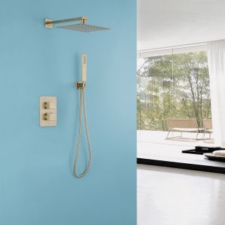 Душевая система ABBER Daheim AF8251G с термостатом золото матовое