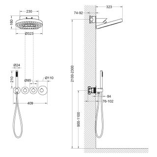 Душевой комплект Timo Saona SX-2329/03SM с термостатом чёрный матовый