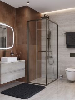 Душевой уголок CEZARES LUX-AH-FS-1-70/100-C-GM оружейная сталь