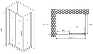 Душевой уголок ABBER Schwarzer Diamant AG30120B-S75B 120x75см чёрный