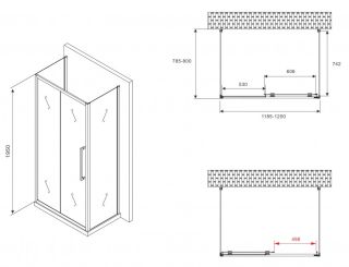 Душевой уголок ABBER Schwarzer Diamant AG30120BMH-S80BM-S80BM 120x80см чёрный
