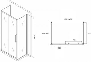 Душевой уголок ABBER Schwarzer Diamant AG30140H-S90-S90 140x90см хром