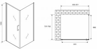 Душевой уголок ABBER Sonnenstrand AG04090B-S75B 90x75см чёрный