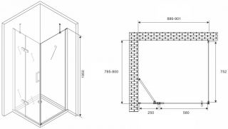 Душевой уголок ABBER Zart 90x80см хром AG08090-S81