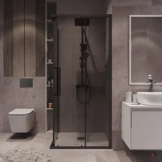 Душевой уголок Grossman Cosmo 300.K33.02.1010.21.10 100x100 см стекло тонированное профиль чёрный матовый