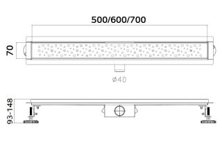 Душевой лоток Haiba HB92500 50см сатин