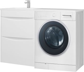 Тумба под раковину для стиральной машины Bellezza Олиссия 120см белый 00000007070