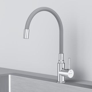 Смеситель для кухни Am.Pm X-Joy S F85B07605 с гибким изливом серый/хром