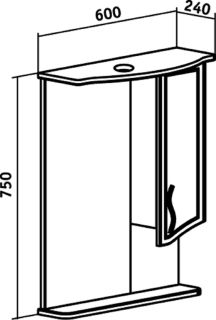 Зеркальный шкаф Runo правый Севилья 60 (00000000790)