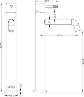 Смеситель для накладной раковины Boheme Uno хром 462-CR