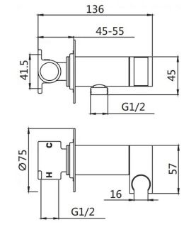 Гигиенический душ со смесителем Shevanik S147T оружейная сталь