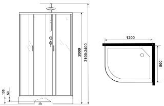 Душевая кабина Niagara NG-3512-14RBKT 120x80см серебро/тонированное