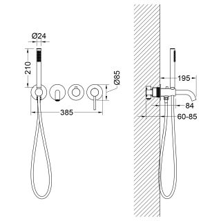 Смеситель встраиваемый для ванны с душем Timo Saona 2314/17YSM золото матовое