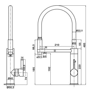 Смеситель для кухни Swedbe Selene Plus 8641 с каналом для подключения фильтра и гибким изливом нержавеющая сталь/белый