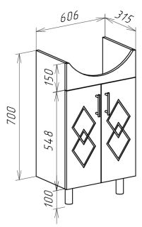 Тумба под раковину Bellezza Элеганс 65см белый 00000004789