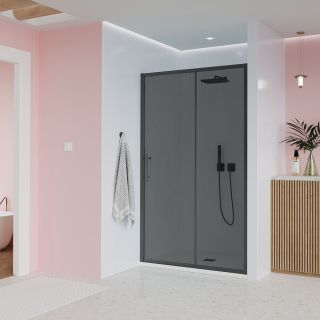 Душевая дверь Veconi Evo 100 GR, 1600x1950, графит брашинг, стекло тонированное матовое