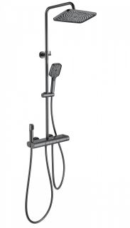 Душевая стойка Wonzon & Woghand Muse Legato WW-B4129-BGG с термостатом тёмный графит