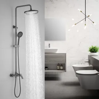 Душевая стойка Shevanik S8336T оружейная сталь